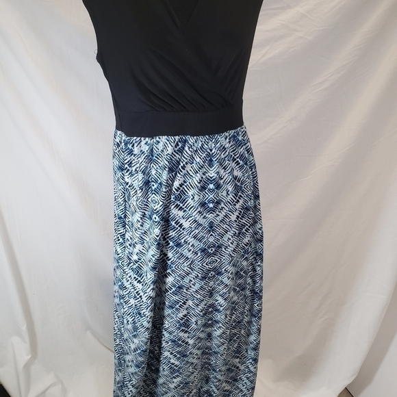 AB STUDIO Womens Black Blue White Aztec Print Maxi Dress Cross Over Neck… - Picture 2 of 7